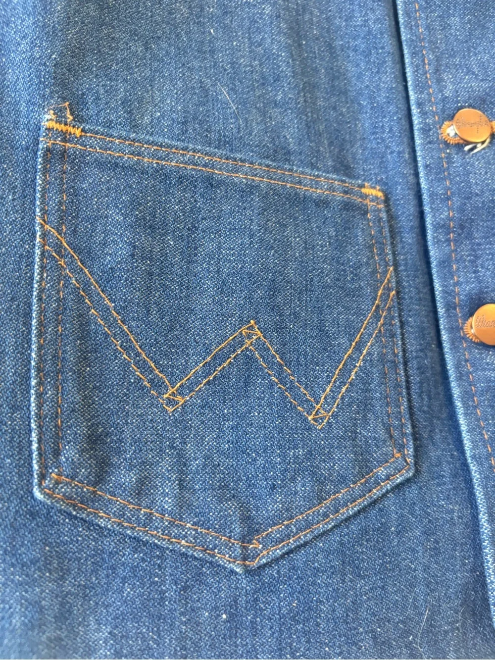 Vintage 70s Wrangler No-Fault Denims Vest Made in USA Blue Denim Cowboy Size M